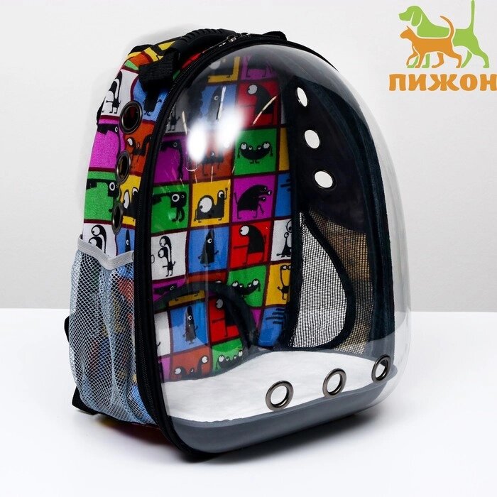 Рюкзак для переноски животных "Глазастики", прозрачный, 31 х 28 х 42 см от компании Интернет - магазин Flap - фото 1