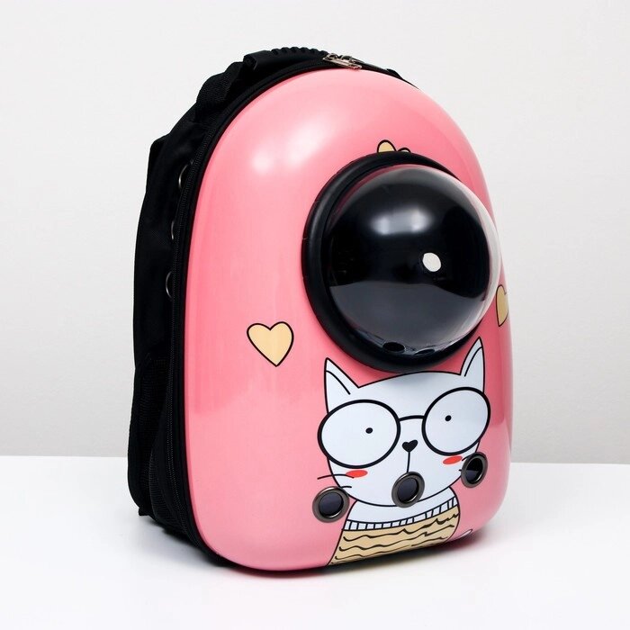 Рюкзак для переноски животных "Кот учёный", с окном для обзора, 32 х 25 х 42 см, розовый от компании Интернет - магазин Flap - фото 1