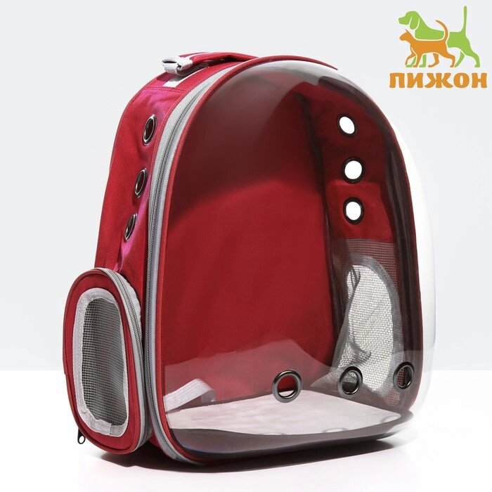 Рюкзак для переноски животных прозрачный, 31 х 28 х 42 см, красный от компании Интернет - магазин Flap - фото 1