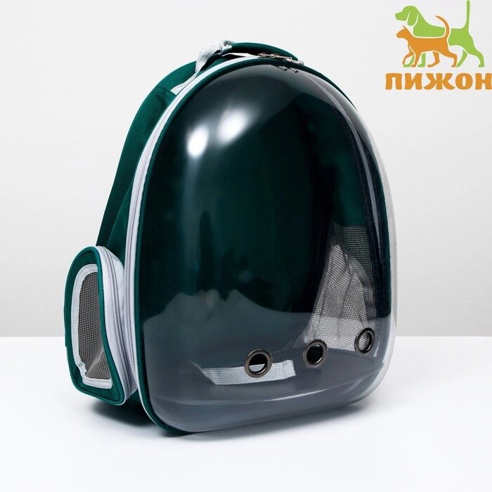 Рюкзак для переноски животных, прозрачный, 31 х 28 х 42 см, зелёный от компании Интернет - магазин Flap - фото 1