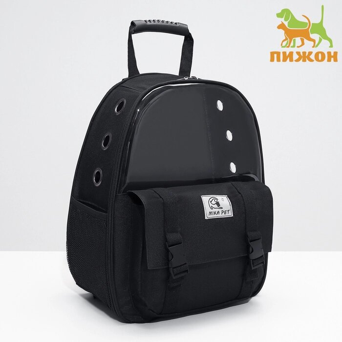 Рюкзак для переноски животных с окном для обзора, чёрный от компании Интернет - магазин Flap - фото 1