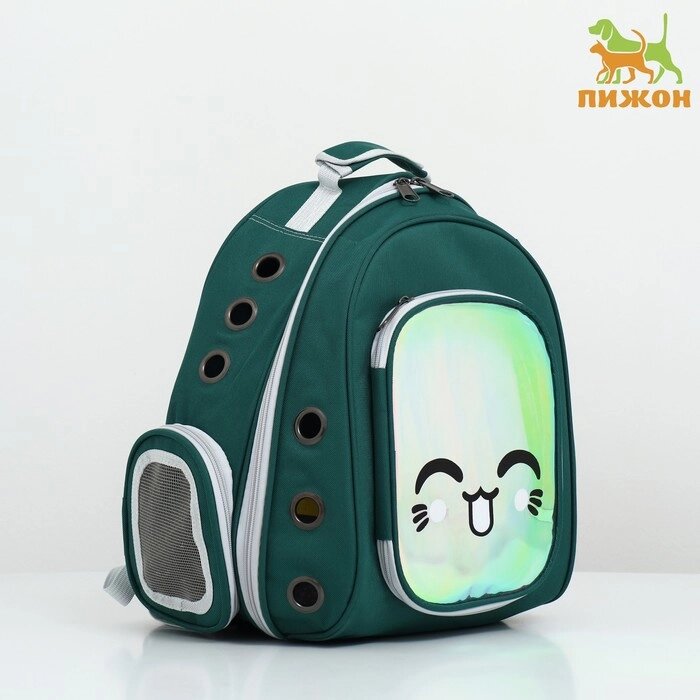 Рюкзак для переноски животных с окном для обзора, зелёный от компании Интернет - магазин Flap - фото 1
