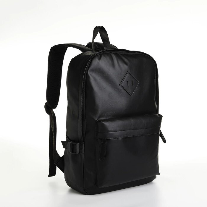 Рюкзак городской из искусственной кожи на молнии, 3 кармана, цвет чёрный от компании Интернет - магазин Flap - фото 1
