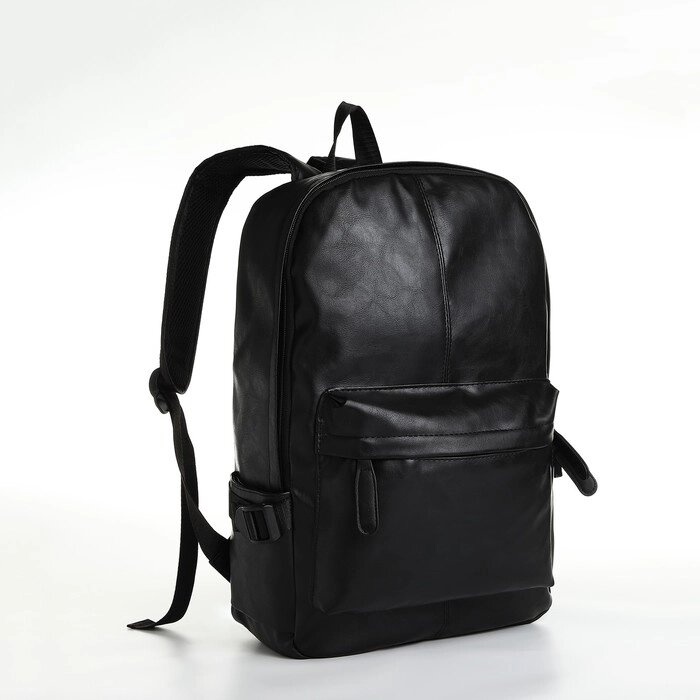 Рюкзак городской из искусственной кожи на молнии, 3 кармана, цвет чёрный от компании Интернет - магазин Flap - фото 1