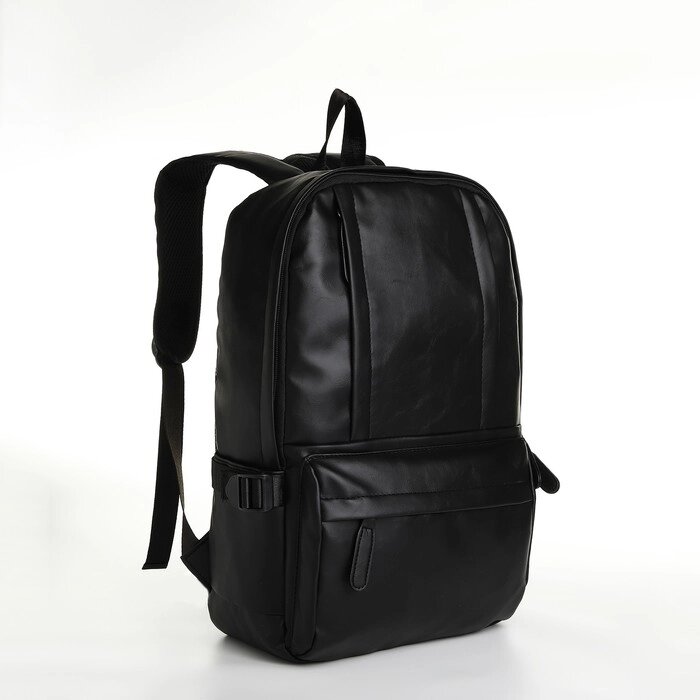 Рюкзак городской из искусственной кожи на молнии, 5 карманов, цвет чёрный от компании Интернет - магазин Flap - фото 1
