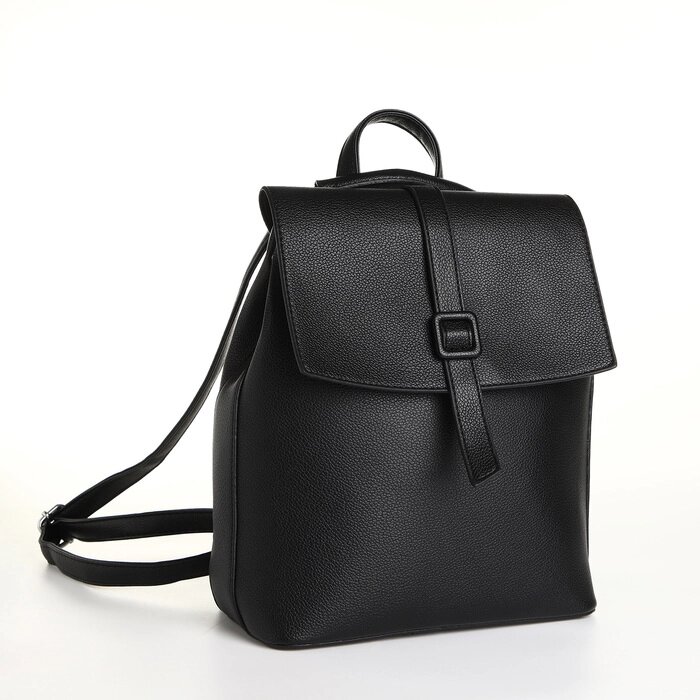 Рюкзак городской из искусственной кожи на молнии, цвет чёрный от компании Интернет - магазин Flap - фото 1