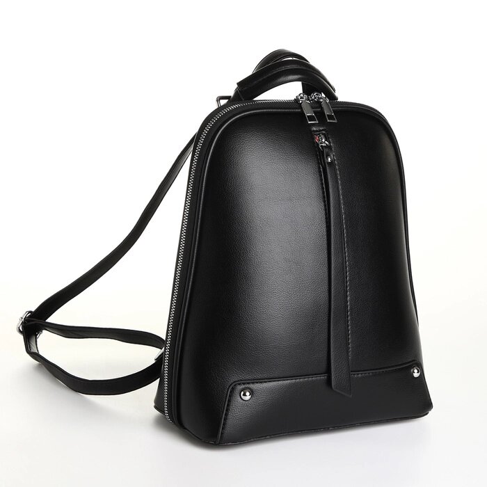 Рюкзак городской из искусственной кожи на молнии, цвет чёрный от компании Интернет - магазин Flap - фото 1