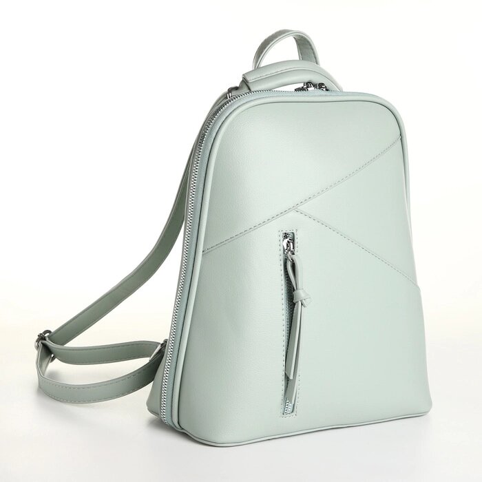 Рюкзак городской из искусственной кожи на молнии, цвет зелёный от компании Интернет - магазин Flap - фото 1