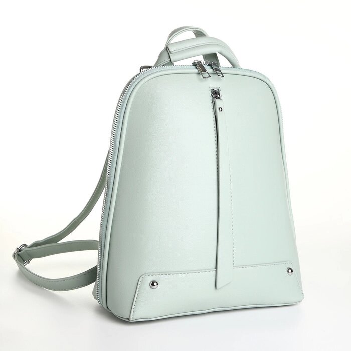 Рюкзак городской из искусственной кожи на молнии, цвет зелёный от компании Интернет - магазин Flap - фото 1