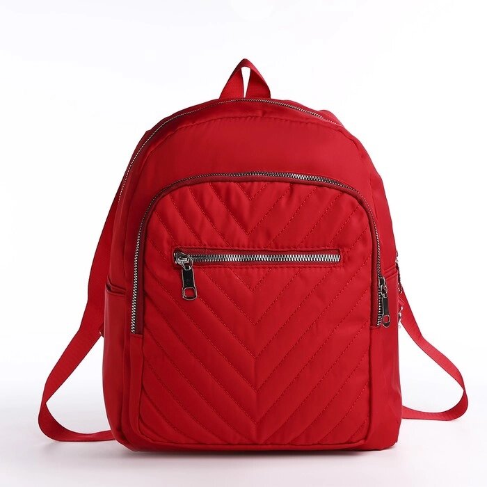 Рюкзак городской из текстиля на молнии, 2 наружных кармана, цвет красный от компании Интернет - магазин Flap - фото 1
