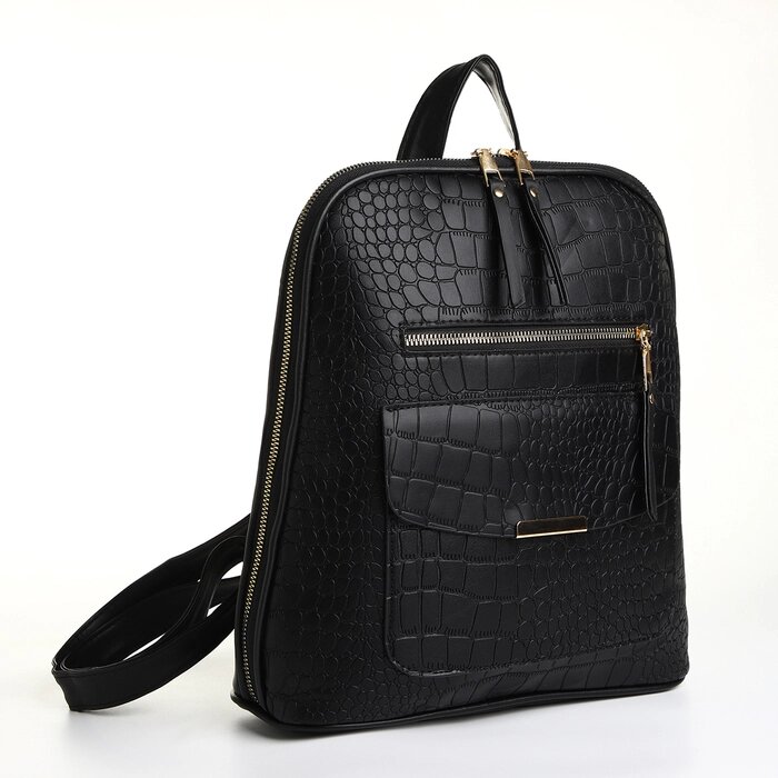 Рюкзак городской на молнии, цвет чёрный от компании Интернет - магазин Flap - фото 1
