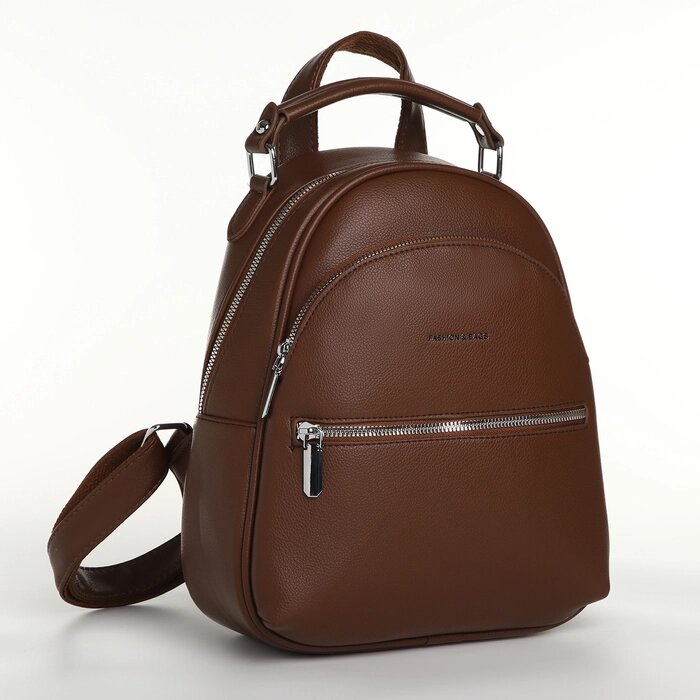Рюкзак городской на молнии, цвет коричневый от компании Интернет - магазин Flap - фото 1