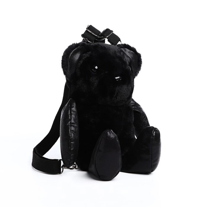 Рюкзак-игрушка "Медведь" на молнии, цвет чёрный от компании Интернет - магазин Flap - фото 1