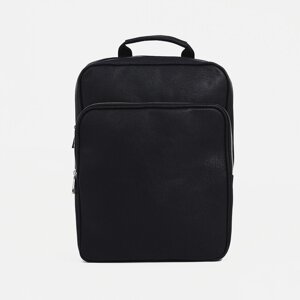 Рюкзак из искусственной кожи на молнии, наружный карман, «Медведково», цвет чёрный