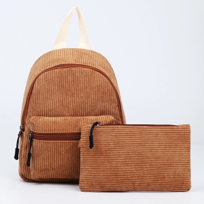 Рюкзак из текстиля ,22х24х12 см, бежевый цвет от компании Интернет - магазин Flap - фото 1