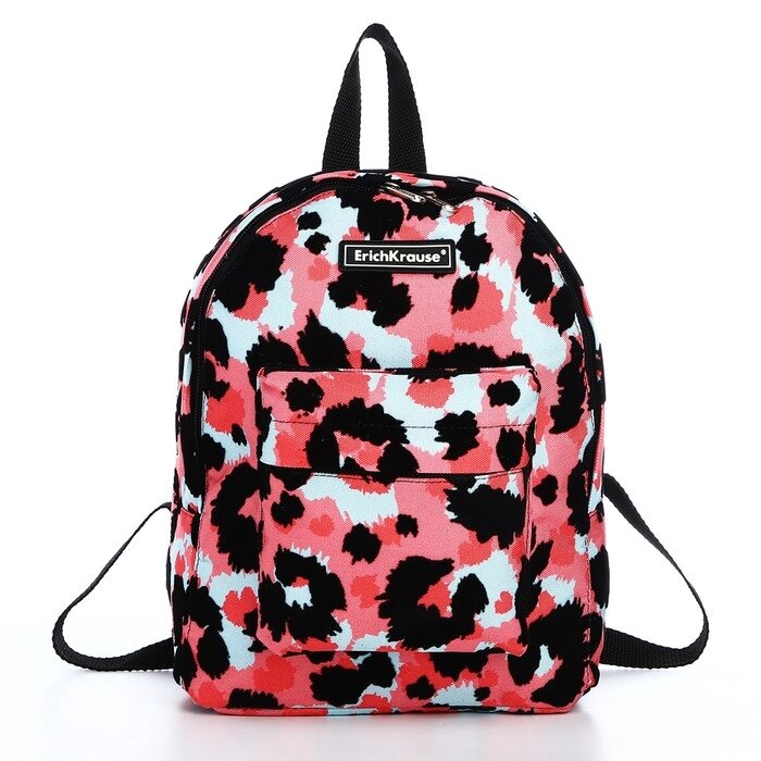 Рюкзак из текстиля на молнии, Erich Krause, 1 карман, цвет розовый/леопард от компании Интернет - магазин Flap - фото 1