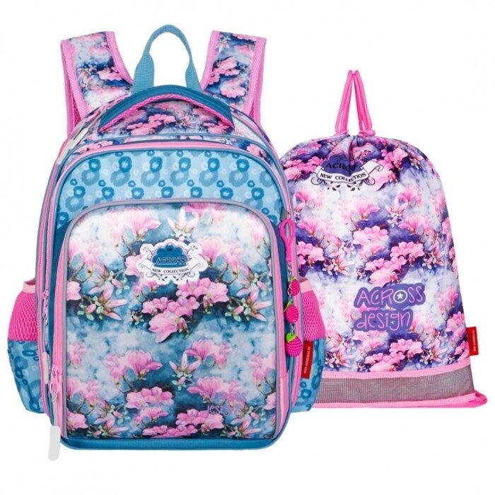 Рюкзак каркасный 39 х 29 х 17 см, Across 640, наполнение: мешок, голубой/розовый ACR22-640-9 от компании Интернет - магазин Flap - фото 1