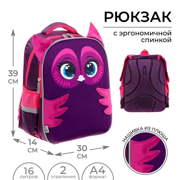 Рюкзак каркасный Calligrata, 39х30х14 см, "Совушка", для девочки от компании Интернет - магазин Flap - фото 1