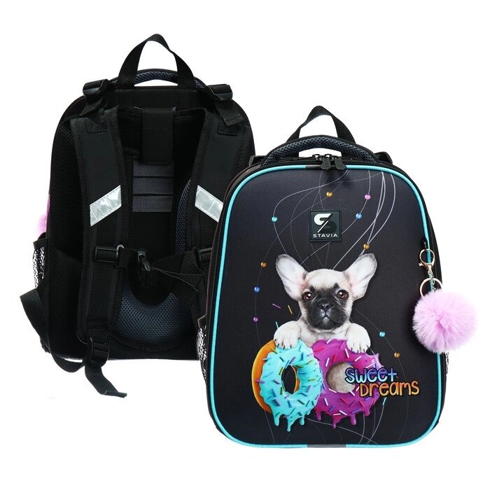 Рюкзак каркасный школьный 38 х 30 х 16 см, эргономичная спинка, Stavia "Sweet dog", синий от компании Интернет - магазин Flap - фото 1