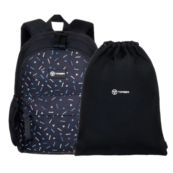Рюкзак молодежный 35,5 х 25 х 12 см, эргономичная спинка, + мешок, TORBER CLASS X Mini, чёрный/серый T1801-23-Bl-G от компании Интернет - магазин Flap - фото 1