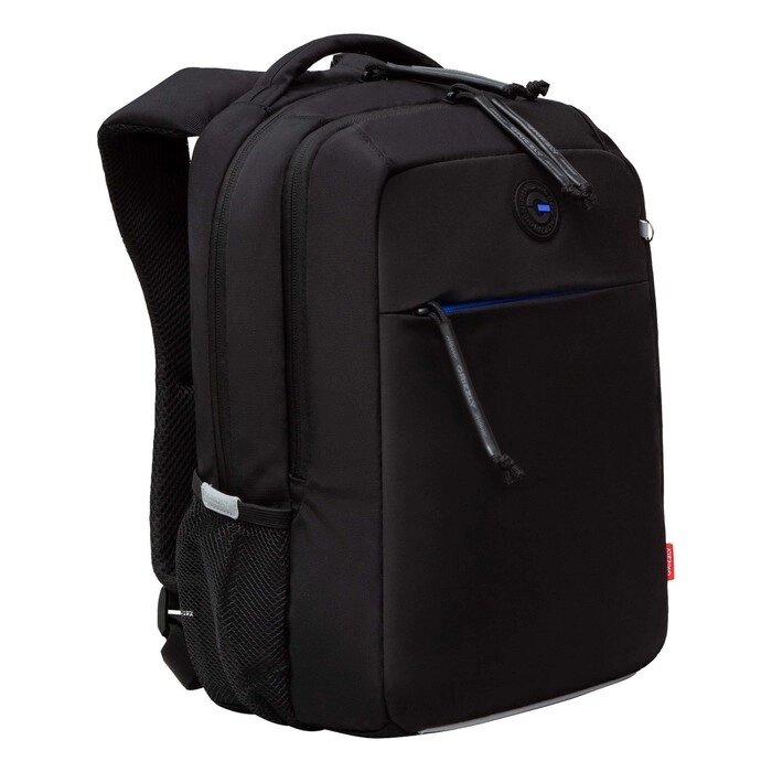 Рюкзак молодёжный 39 х 26 х 19 см, Grizzly, эргономичная спинка, отделение для ноутбука, чёрный/синий от компании Интернет - магазин Flap - фото 1