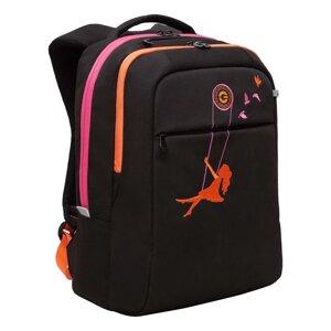 Рюкзак молодёжный 40 х 28 х 16 см, Grizzly, эргономичная спинка, отделение для ноутбука, чёрный