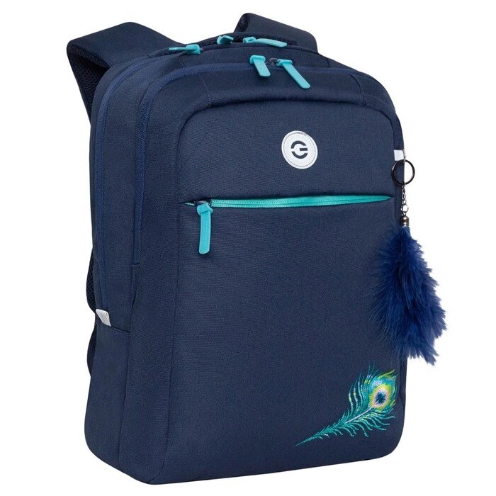 Рюкзак молодёжный 40 х 28 х 16 см, Grizzly, эргономичная спинка, отделение для ноутбука, синий от компании Интернет - магазин Flap - фото 1