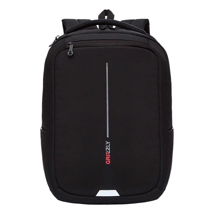 Рюкзак молодёжный, 41,5 х 29 х 18 см, Grizzly 134, эргономичная спинка, отделение для ноутбука, чёрный/красный RU-134-1 от компании Интернет - магазин Flap - фото 1