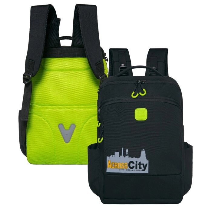 Рюкзак молодёжный 45 х 31 х 12 см, эргономичная спинка, Across М-4, чёрный/жёлтый M-4-3 от компании Интернет - магазин Flap - фото 1