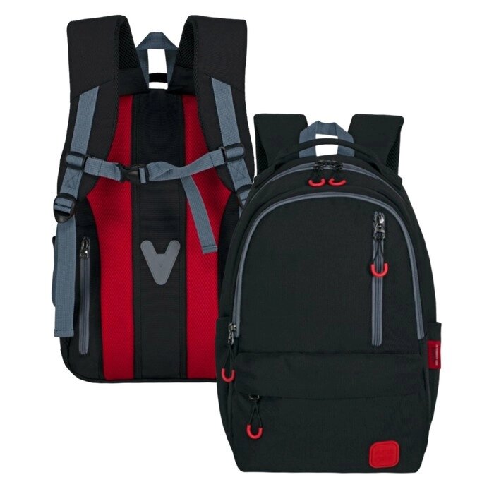 Рюкзак молодёжный 46 х 31 х 15 см, эргономичная спинка, Across М-3, чёрный/красный M-3-1 от компании Интернет - магазин Flap - фото 1