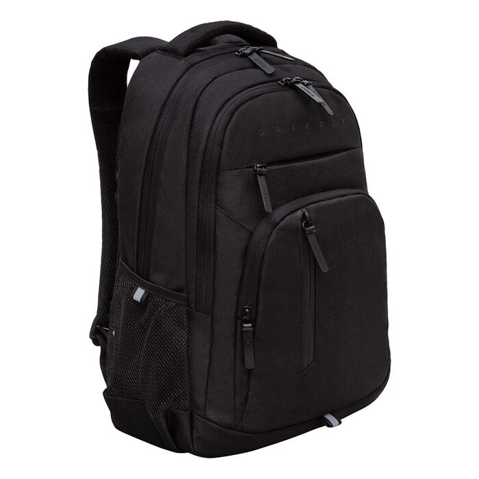 Рюкзак молодёжный 47 х 32 х 17 см, Grizzly, эргономичная спинка, отделение для ноутбука, чёрный от компании Интернет - магазин Flap - фото 1
