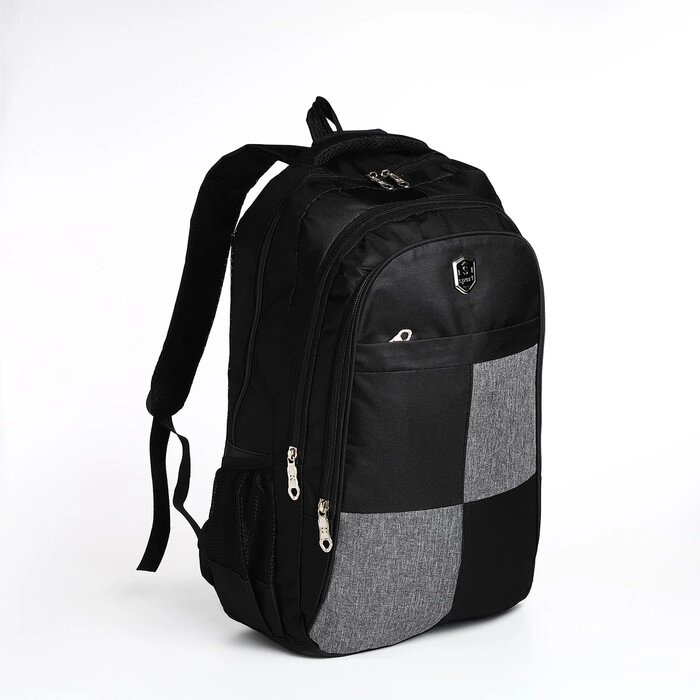 Рюкзак молодёжный из текстиля, 2 отдела, 4 кармана, цвет чёрный от компании Интернет - магазин Flap - фото 1