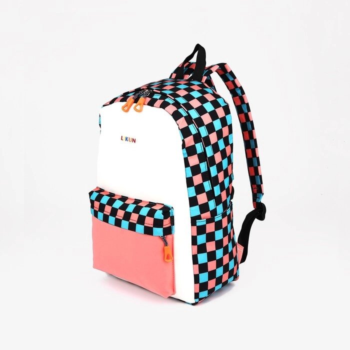 Рюкзак молодёжный из текстиля, 3 кармана, цвет белый/розовый от компании Интернет - магазин Flap - фото 1