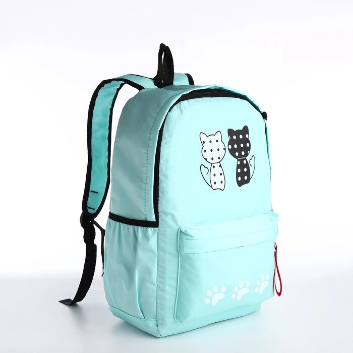 Рюкзак молодёжный из текстиля, 3 кармана, кошелёк, цвет мятный от компании Интернет - магазин Flap - фото 1