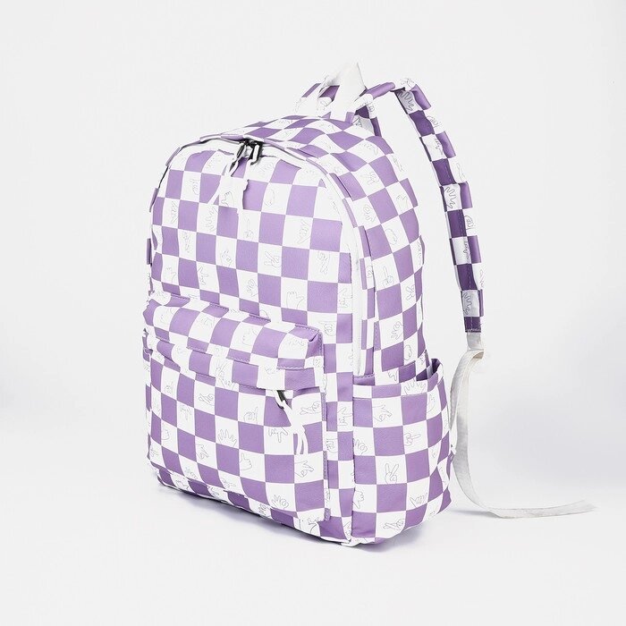 Рюкзак молодёжный из текстиля, 4 кармана, цвет белый/сиреневый от компании Интернет - магазин Flap - фото 1
