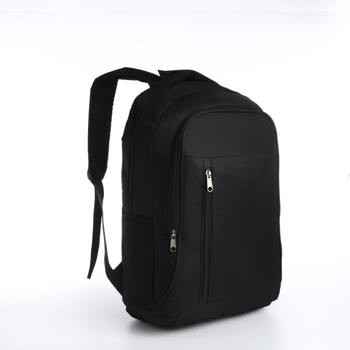 Рюкзак молодёжный из текстиля на молнии, 4 кармана, цвет чёрный от компании Интернет - магазин Flap - фото 1