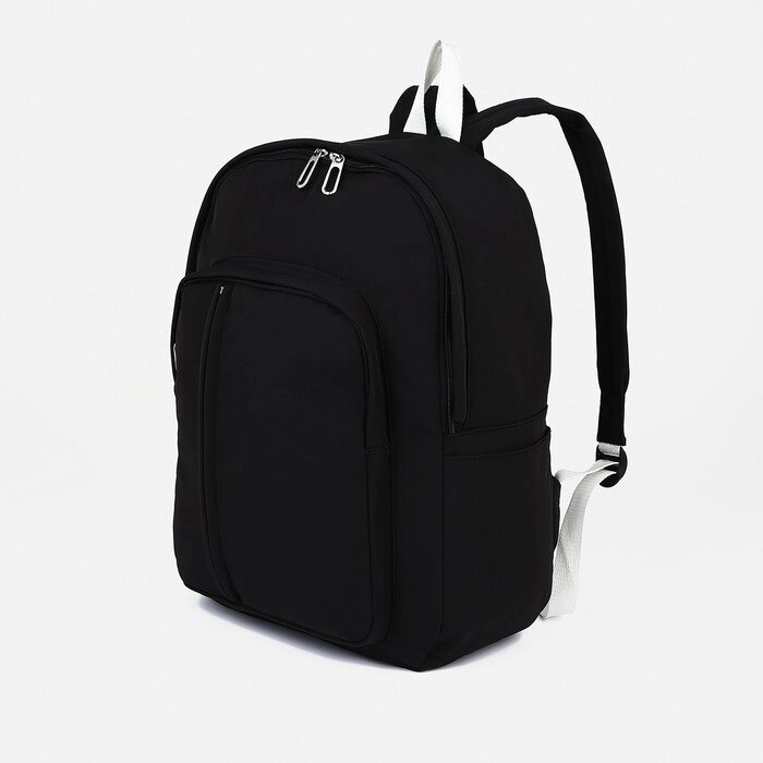 Рюкзак молодёжный из текстиля на молнии, 5 карманов, цвет чёрный от компании Интернет - магазин Flap - фото 1