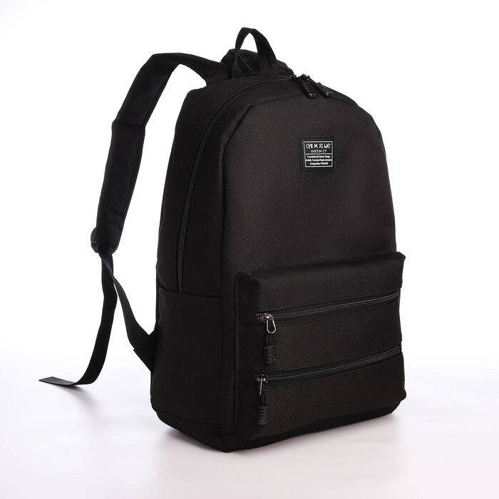 Рюкзак молодёжный из текстиля на молнии, USB, 5 карманов, цвет чёрный от компании Интернет - магазин Flap - фото 1