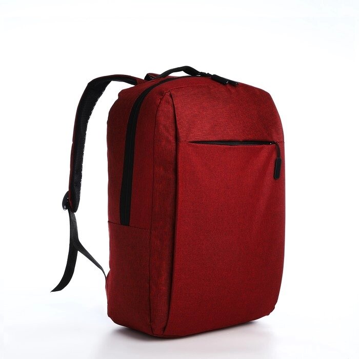 Рюкзак молодёжный из текстиля, наружный карман, цвет красный от компании Интернет - магазин Flap - фото 1