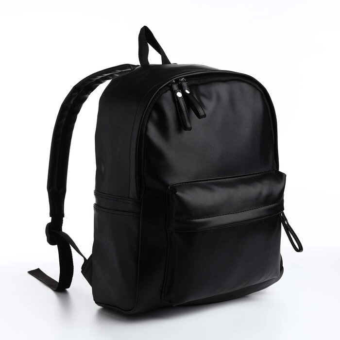 Рюкзак молодёжный на молнии, 4 кармана, цвет чёрный от компании Интернет - магазин Flap - фото 1