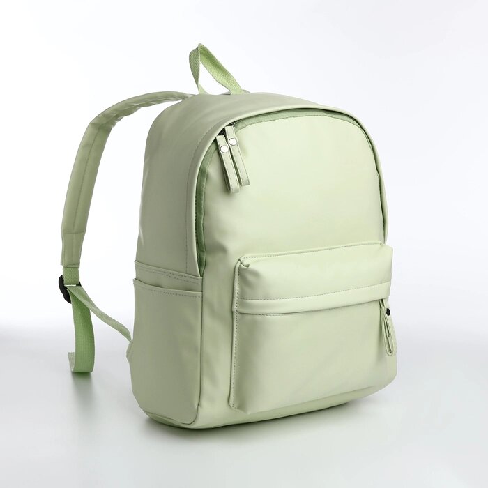 Рюкзак молодёжный на молнии, 4 кармана, цвет зелёный от компании Интернет - магазин Flap - фото 1