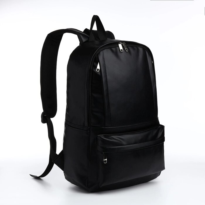 Рюкзак молодёжный на молнии, 5 карманов, цвет чёрный от компании Интернет - магазин Flap - фото 1