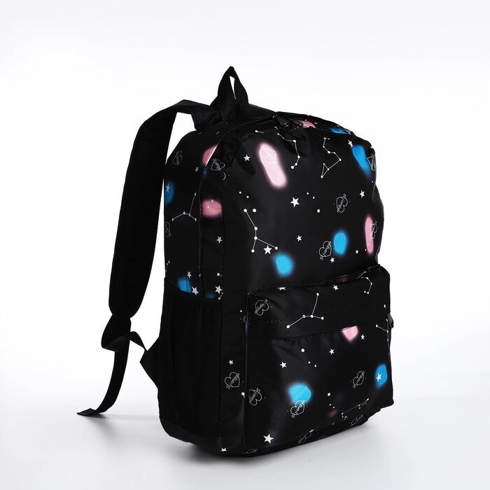 Рюкзак на молнии, 3 наружных кармана, цвет чёрный от компании Интернет - магазин Flap - фото 1