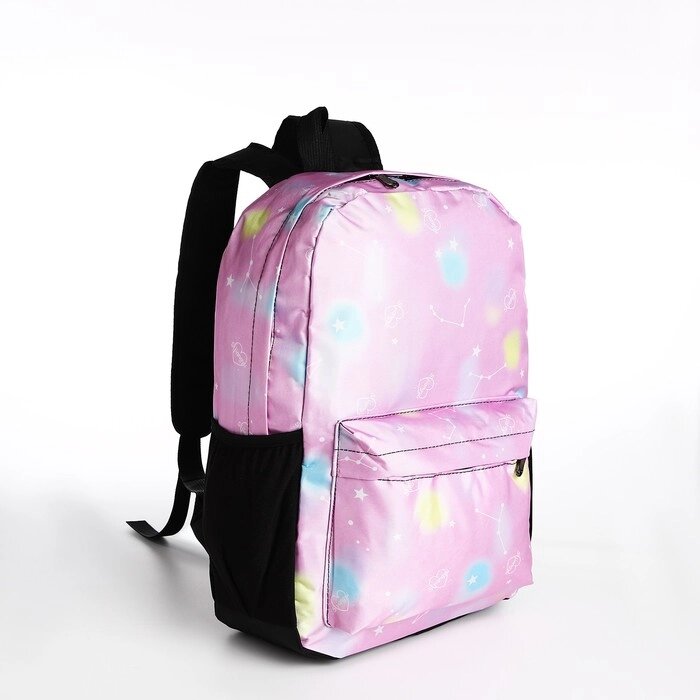 Рюкзак на молнии, 3 наружных кармана, цвет сиреневый от компании Интернет - магазин Flap - фото 1
