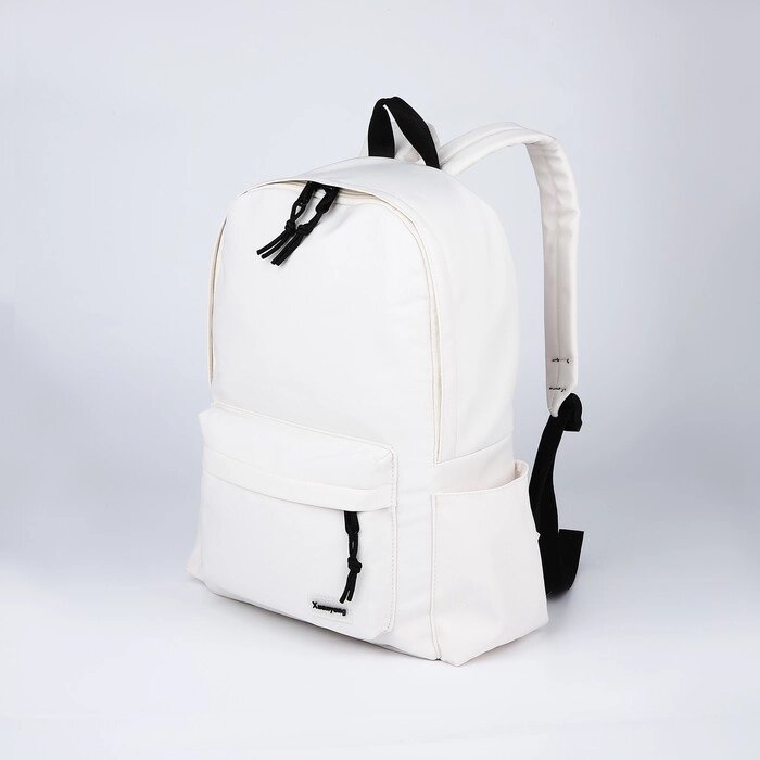 Рюкзак на молнии, 4 наружных кармана, цвет белый от компании Интернет - магазин Flap - фото 1