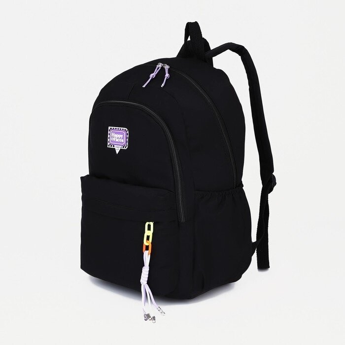 Рюкзак на молнии, 4 наружных кармана, цвет чёрный от компании Интернет - магазин Flap - фото 1