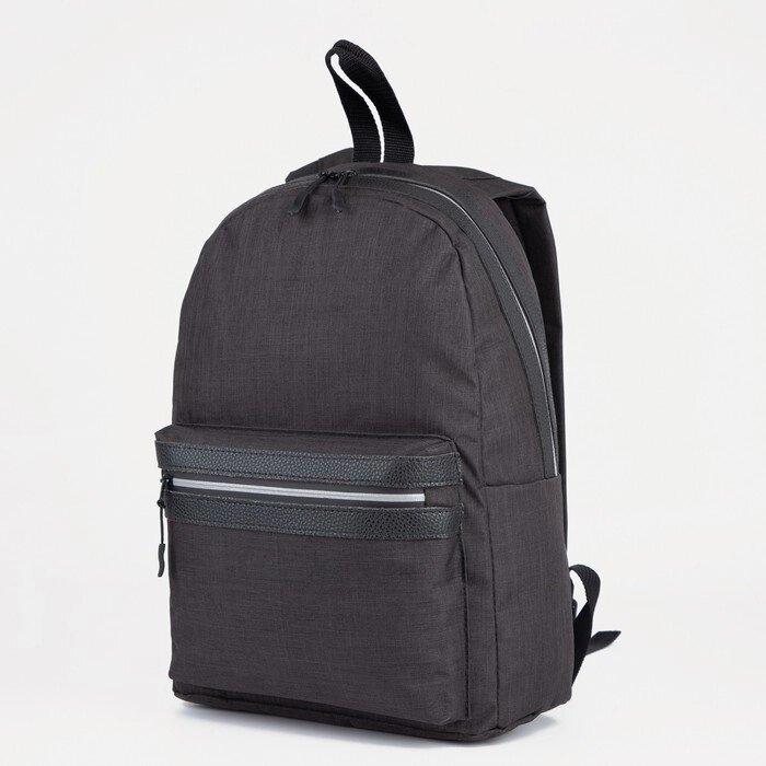 Рюкзак на молнии, наружный карман, цвет чёрный от компании Интернет - магазин Flap - фото 1