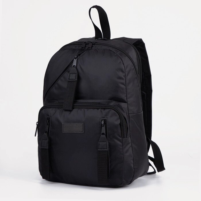 Рюкзак на молнии, наружный карман, цвет чёрный от компании Интернет - магазин Flap - фото 1
