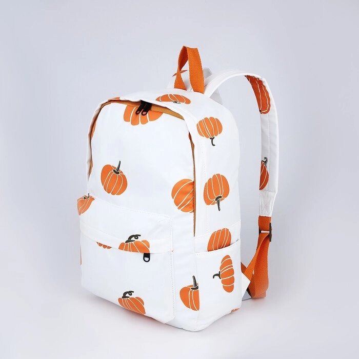 Рюкзак, отдел на молнии, наружный карман, цвет белый, «Тыквы» от компании Интернет - магазин Flap - фото 1