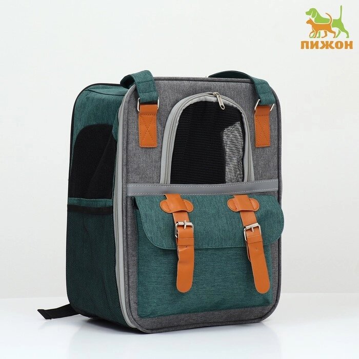 Рюкзак-переноска для животных, 52 х 22 х 41 см, зелёный от компании Интернет - магазин Flap - фото 1